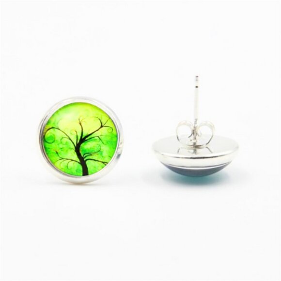 Trees In Spring Glass Post Earrings - Picture 3 of 3